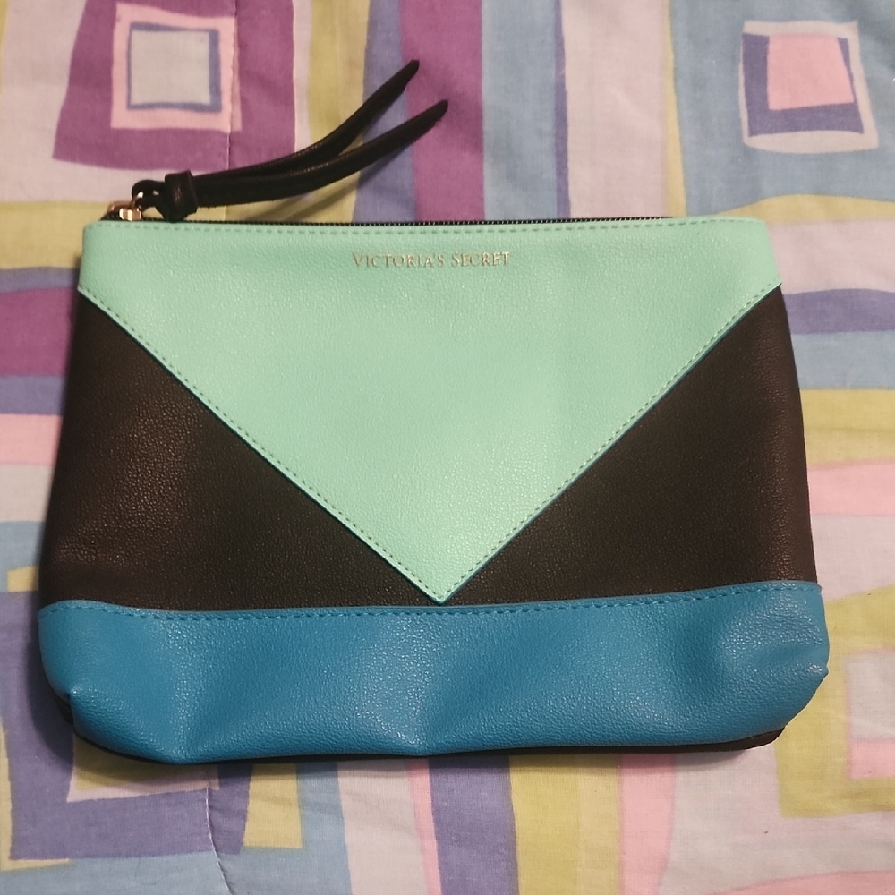 Victoria's Secret Black and Green Wristlet with Sleek Design